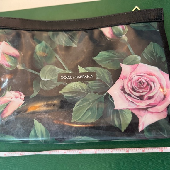 Dolce & Gabbana Black and Pink Rose Cosmetic Case - Picture 1 of 3